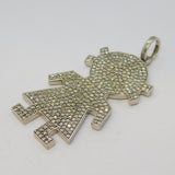 Large Sterling Silver & Sparkling Crystal Set Little Girl Pendant Vintage