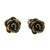 Pair of Sterling Silver Rose Flower Stud Earrings Vintage c1970