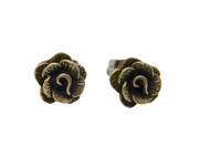 Pair of Sterling Silver Rose Flower Stud Earrings Vintage c1970