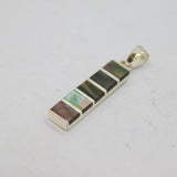 Sterling Silver Natural Shell Striped Stick Drop Pendant Contemporary c2000s