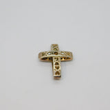Sterling Silver Black & White Crystal Set Puffy Cross Pendant Modern c1990s