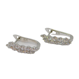 Pair of Sterling Silver Multi-Stone CZ Leverback Stud Earrings Modern c1990