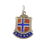 Sterling Silver Enamel Norway Shield Charm Pendant Vintage c1970s