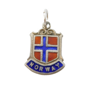 Sterling Silver Enamel Norway Shield Charm Pendant Vintage c1970s