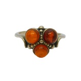 Sterling Silver Triple Baltic Amber Studio Style Dress Ring Vintage c1970 Size J