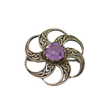 Scottish Sterling Silver Amethyst Celtic Design Brooch Pin Vintage 1991