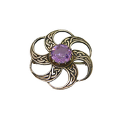 Scottish Sterling Silver Amethyst Celtic Design Brooch Pin Vintage 1991