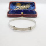 Dainty Sterling Silver Engine Turned Christening Bangle 1949 Antique Art Deco
