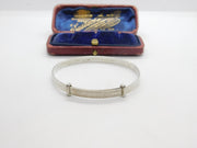 Dainty Sterling Silver Engine Turned Christening Bangle 1949 Antique Art Deco