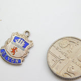 Sterling Silver and Enamel 'Devon' Travel Shield Charm Pendant Vintage c1970