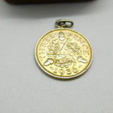 Sterling Silver Authentic Threepence Charm Pendant 1936