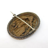 Regency Sterling Silver Mounded Copper Cameo Theatre Scene Brooch Antique