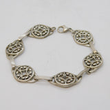 Ola M. Gorie Sterling Silver Floral Pattern Panel Bracelet Vintage Edinburgh