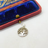 Sterling Silver Tree Of Life Charm Pendant Paste Stone Inlay Vintage c1970