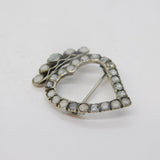 Victorian Sterling Silver Paste Set Witches Heart Brooch Antique c1840s