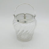 Victorian Sterling Silver Mounted Fluted Glass Biscuit Barrel Antique 1897