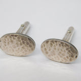 Handmade Pair of Sterling Silver Planished Gents Cufflinks Vintage London