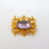 George III 20ct Yellow Gold Cannetille Work Foil-Back Paste Brooch Antique c1820