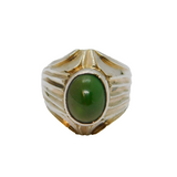 Sterling Silver Domed Green Jasper Studio Dress Ring Vintage c1970 Size K 1/2