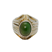 Sterling Silver Domed Green Jasper Studio Dress Ring Vintage c1970 Size K 1/2