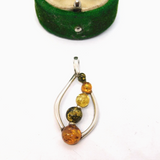 Sterling Silver Multi-Coloured Amber Charm Pendant Vintage c1970