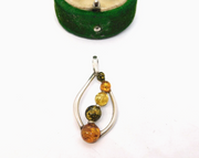 Sterling Silver Multi-Coloured Amber Charm Pendant Vintage c1970