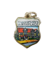 Sterling Silver Shakespeare's Birthplace Shield Charm Pendant Vintage c1970