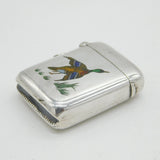 Victorian Sterling Silver & Enamel Flying Duck Vesta Case Antique 1901 Chester