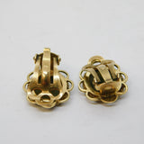 Pair of 9ct Yellow Gold & Connemara Marble Clip-On Earrings Vintage c1970s