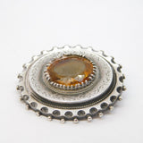 Victorian Sterling Silver & Citrine Sweetheart Brooch Antique c1860 Kitemark