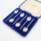 Boxed Set of Sterling Silver Arrow Pattern Teaspoons Antique 1938 Sheffield