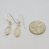 Pair of Sterling Silver Cabochon Moonstone Hook Drop Earrings Contemporary c2000