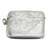 Art Deco Sterling Silver Floral Pattern Vesta Case Antique 1919 Birmingham
