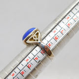 Sterling Silver Lapis Lazuli Celtic Pattern Dress Ring Vintage c1970 Size N 1/2