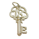 Sterling Silver 18th Birthday Key Charm Pendant Vintage c1970
