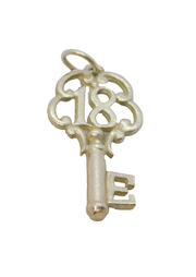 Sterling Silver 18th Birthday Key Charm Pendant Vintage c1970