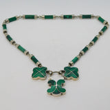 19th Century Scottish Sterling Silver & Malachite Padlock Panel Necklace Antique