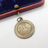 Sterling Silver St Christopher Coin Charm Pendant Vintage c1970