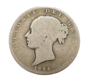 Queen Victoria .925 Silver Half Crown Coin Antique 1844 Fair Condition