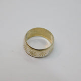 Sterling Silver Leaf Pattern Textured Band Ring Vintage c1970 Size I 1/2