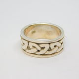 Sterling Silver Celtic Style Wide Band Wedding Ring Vintage c1970 Size M