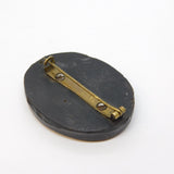 Victorian Vulcanite, Sterling Silver & Brass Parliament Souvenir Brooch Antique