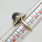 Sterling Silver Mexican Black Agate Flower Studio Band Ring Vintage c1970 Size J