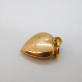 Victorian Rolled Gold Floral Pattern Puffy Heart Pendant Antique c1880s