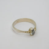 Sterling Silver Oval White Topaz Solitaire Dress Ring Vintage c1970 Size Q