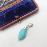 Sterling Silver and Blue Glass Charm Pendant Vintage c1970