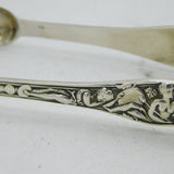 Victorian Sterling Silver Neoclassical Pattern Sugar Tongs Antique 1884 London