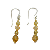 Pair of Sterling Silver Gold Tone Glass Beads Drop Earrings Contemporary c2010