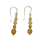 Pair of Sterling Silver Gold Tone Glass Beads Drop Earrings Contemporary c2010