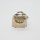 Sterling Silver Floral Cow Bell 'Samoens' Souvenir Charm Pendant Vintage c1970s